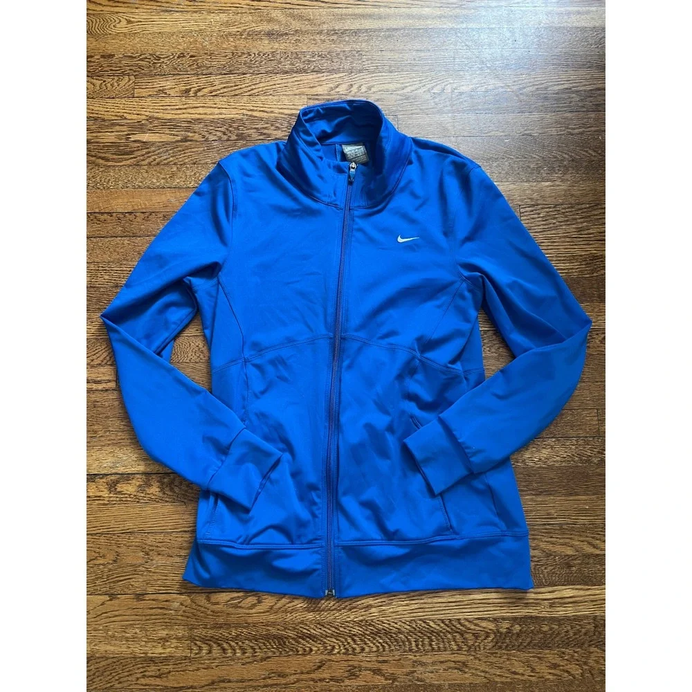 Nike Performance Womens Royal Blue Full Zip Track Jacket Mock Neck Size Medium